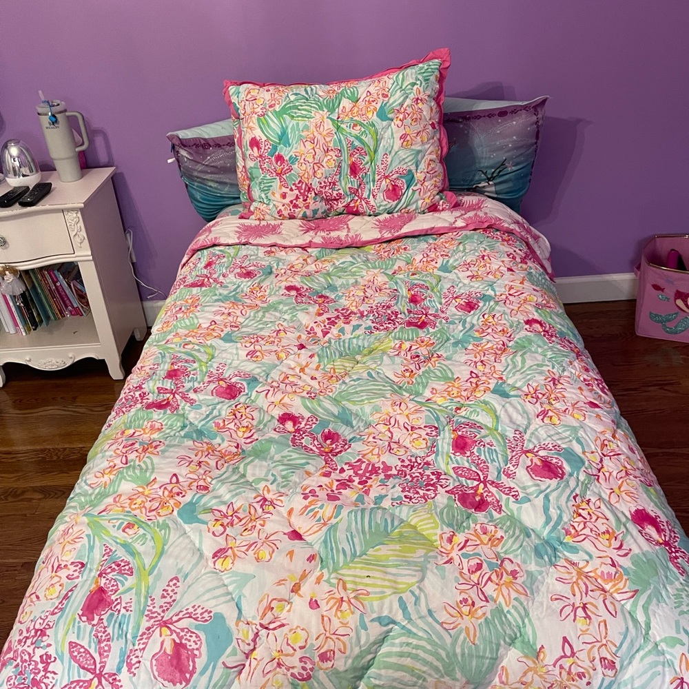 - Lilly Pulitzer for Pottery Barn Teen twin sheets and comforter